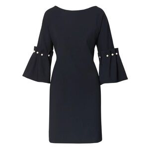NWT Banana Republic Navy Blue Bell Sleeve Pearl Detail Shift Dress Sz 0